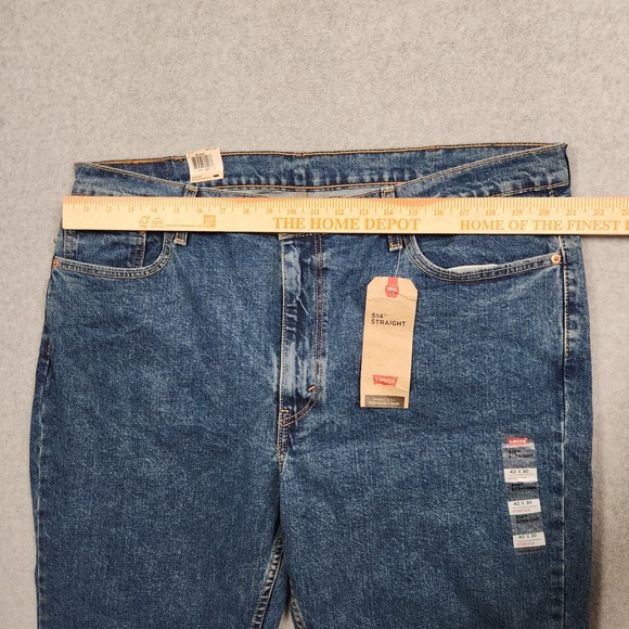 Levis 514 Straight Fit Jeans 42x30 Blue Straight Stretch Denim Pants Workwear - Picture 7 of 12